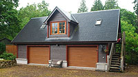 Garage with office above